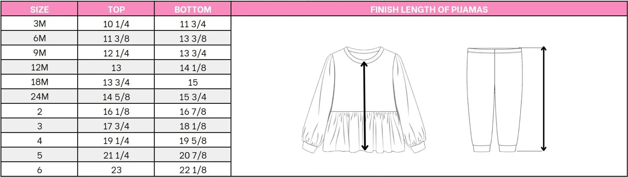 sleepwear-size-chart