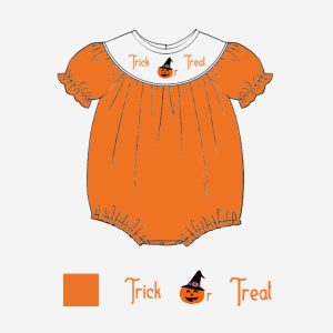 Trick or treat girls smocked bubble