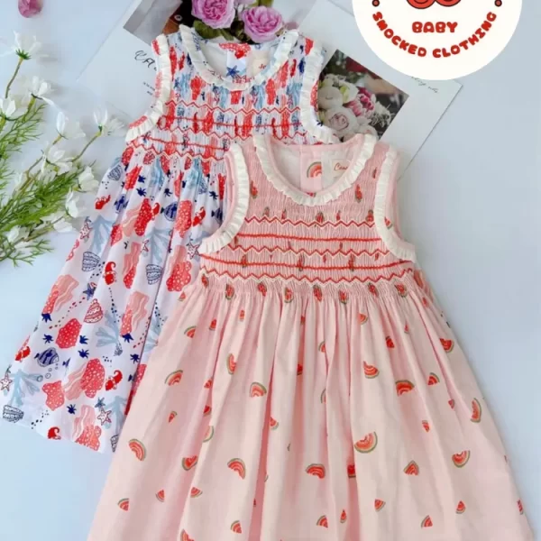 Watermelon smocked sundress for summer