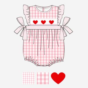 Happy Valentine girls smocked bubble