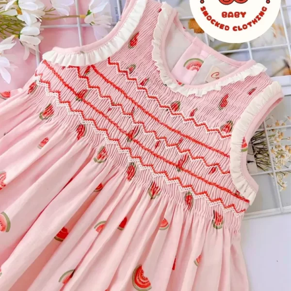Watermelon smocked sundress for summer