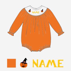 Halloween pumkin custom name girls bubble
