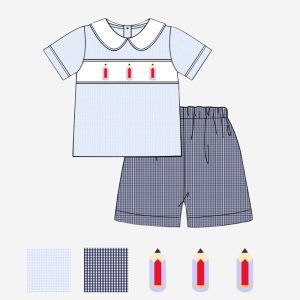 Smocked boy sets with pencil pattern