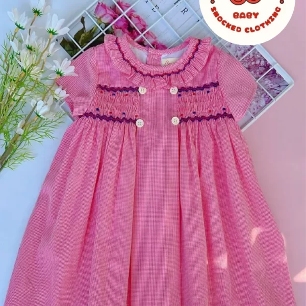 Pink beth smocked dress for girls