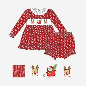 Polka dots smocked Christmas dress