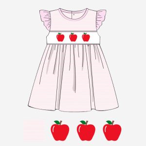 Apple pink smocked sundress for girls