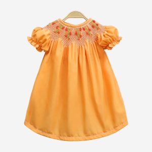 Little flower smocked bishop dress
