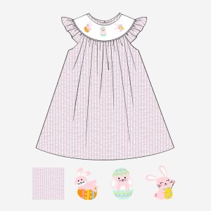 Lovely pink bunny easter smocked bishop dress