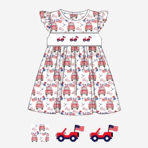 USA Trucks smocked sundress with printed 4.0 fabric