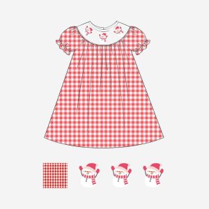 Snowman christmas smocked bishop dress