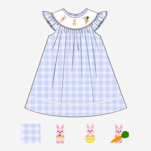 Lovely pink bunny smocked bishop dress