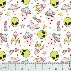 VF06 – Happy alien printed fabric