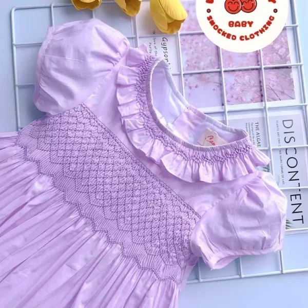 Pink geometric smocked princess dress