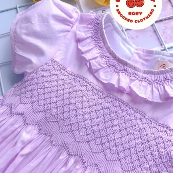 Pink geometric smocked princess dress
