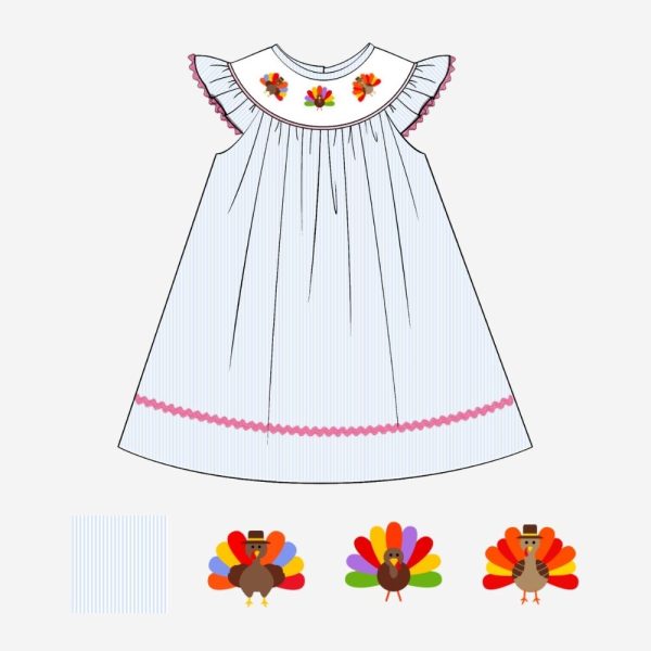 Turkey time smocked bishop dress