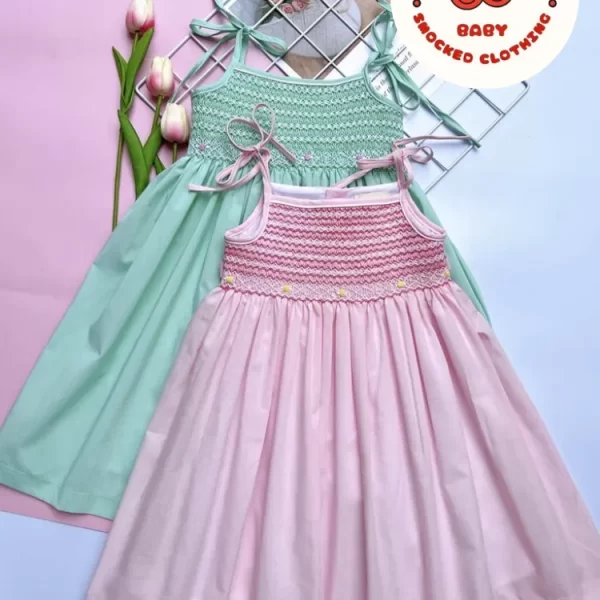 Two strings smocking dress for girls