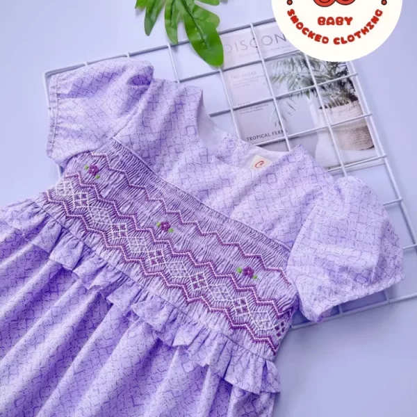 Purple geo smocked for girls