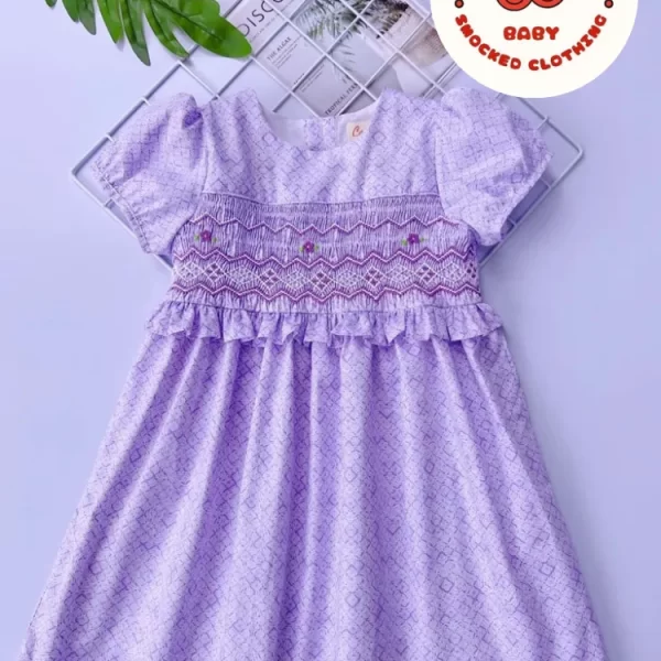 Purple geo smocked for girls