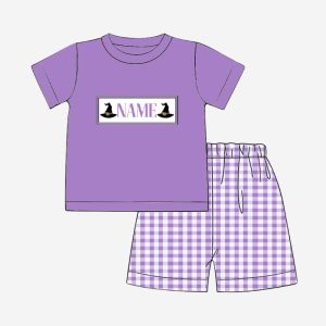 Witch hat and custom name boy smocked set