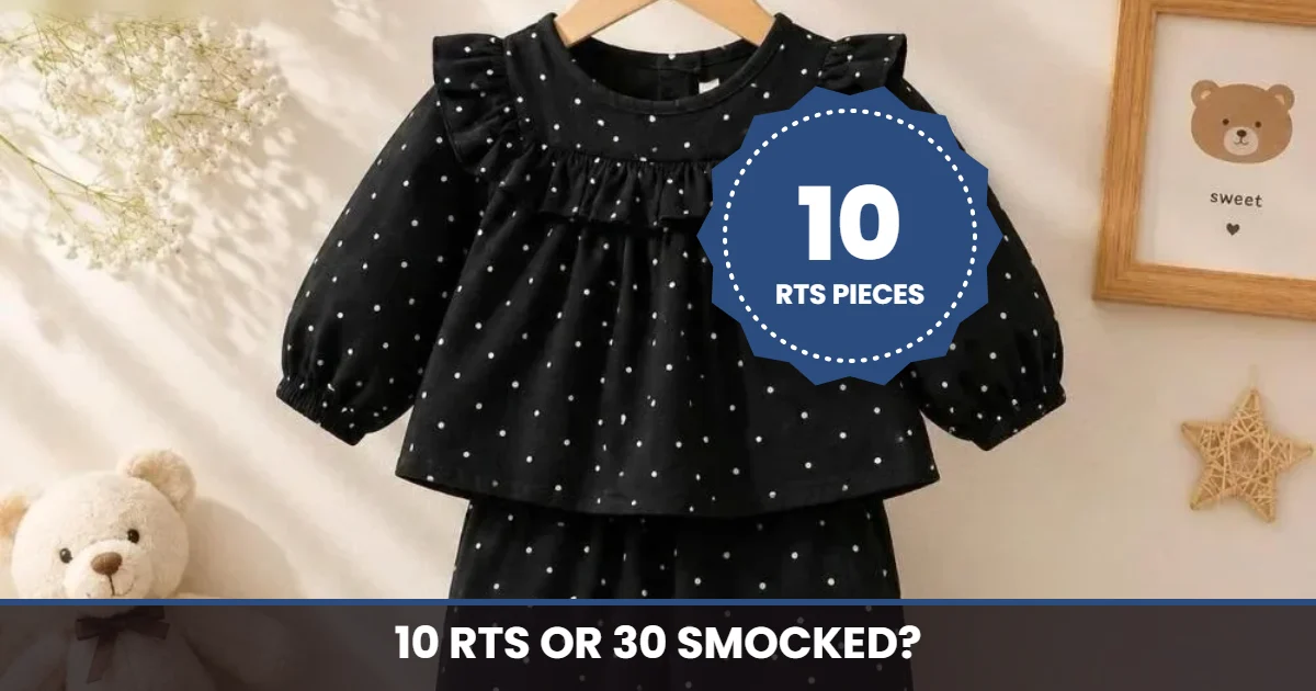 Polka dot ruffle kids set for a 10 piece ready to ship trial order