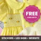 Yellow chrysanthemum smocked dress for the free logo stickers, LED sign and website gifts