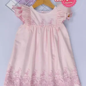 Embroidered dress with pink and white flowers