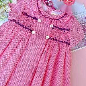 Pink beth smocked dress for girls
