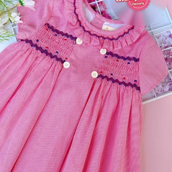 Pink beth smocked dress for girls