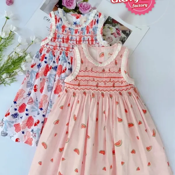 Watermelon smocked sundress for summer