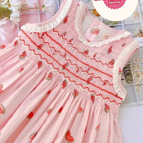 Watermelon smocked sundress for summer