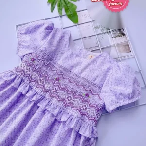 Purple geo smocked for girls