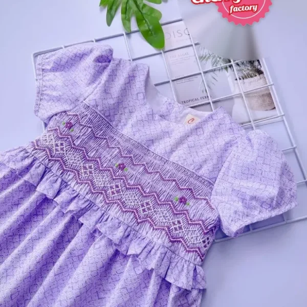 Purple geo smocked for girls