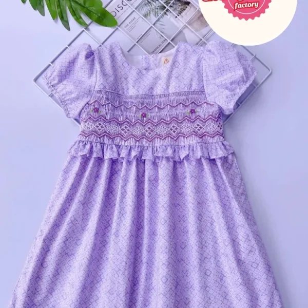 Purple geo smocked for girls