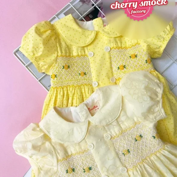 Chrysanthemum yellow smocking princess dress