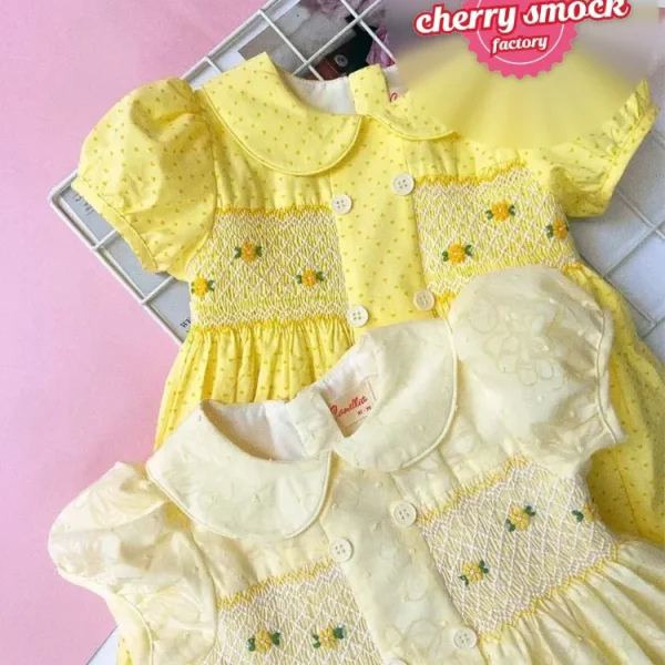 Chrysanthemum yellow smocking princess dress