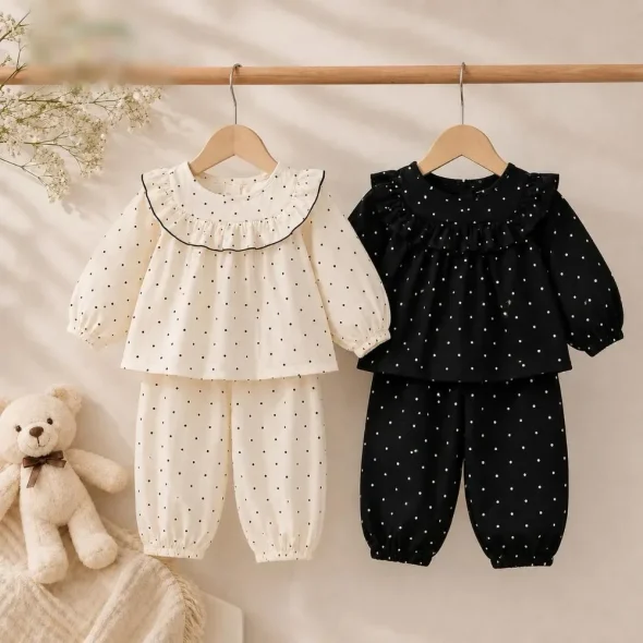Kids Daily Set – Polka Dot Ruffle