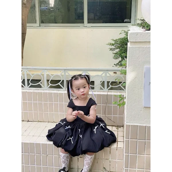 Black Bow Bubble Princess Dress