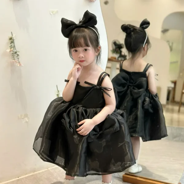 Black Organza Bow Princess Dress