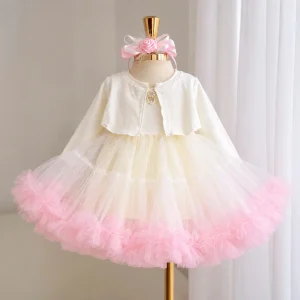 Cream Cape Pink Ombre Tulle Princess Dress