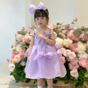 Lilac Organza Bow Princess Dress