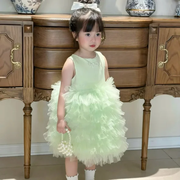 Mint Ruffle Tulle Princess Dress