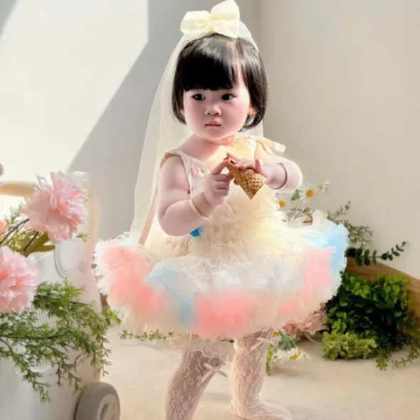 Pastel Rainbow Tutu Princess Dress