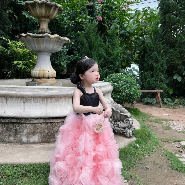 Pink Ruffle Rose Princess Gown