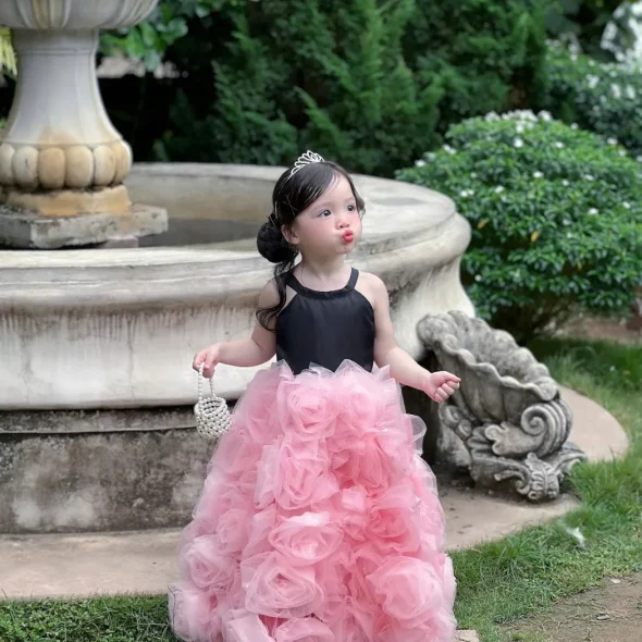 Pink Ruffle Rose Princess Gown