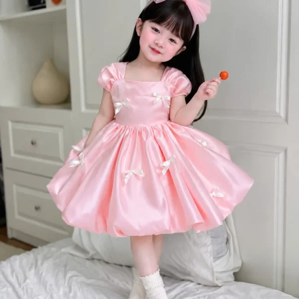 Pink Satin Bubble Princess Dress