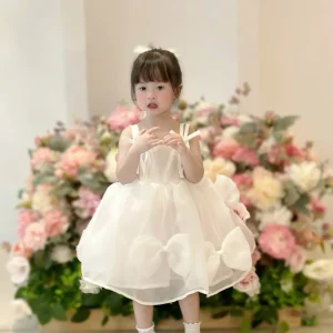 White Organza Bow Princess Dress