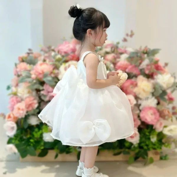 White Organza Bow Princess Dress