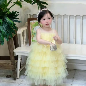 Yellow Tiered Tulle Princess Dress