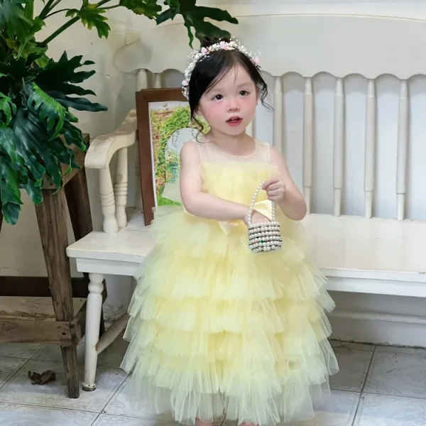 Yellow Tiered Tulle Princess Dress