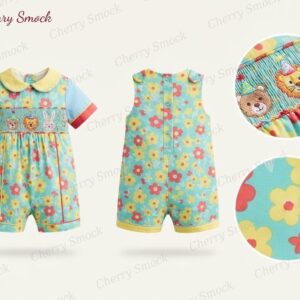 Cherrysmock Birthday Boys Hand-Smocked Romper Set – UK Collection #B01 (CS-UK-BDAY-B01)